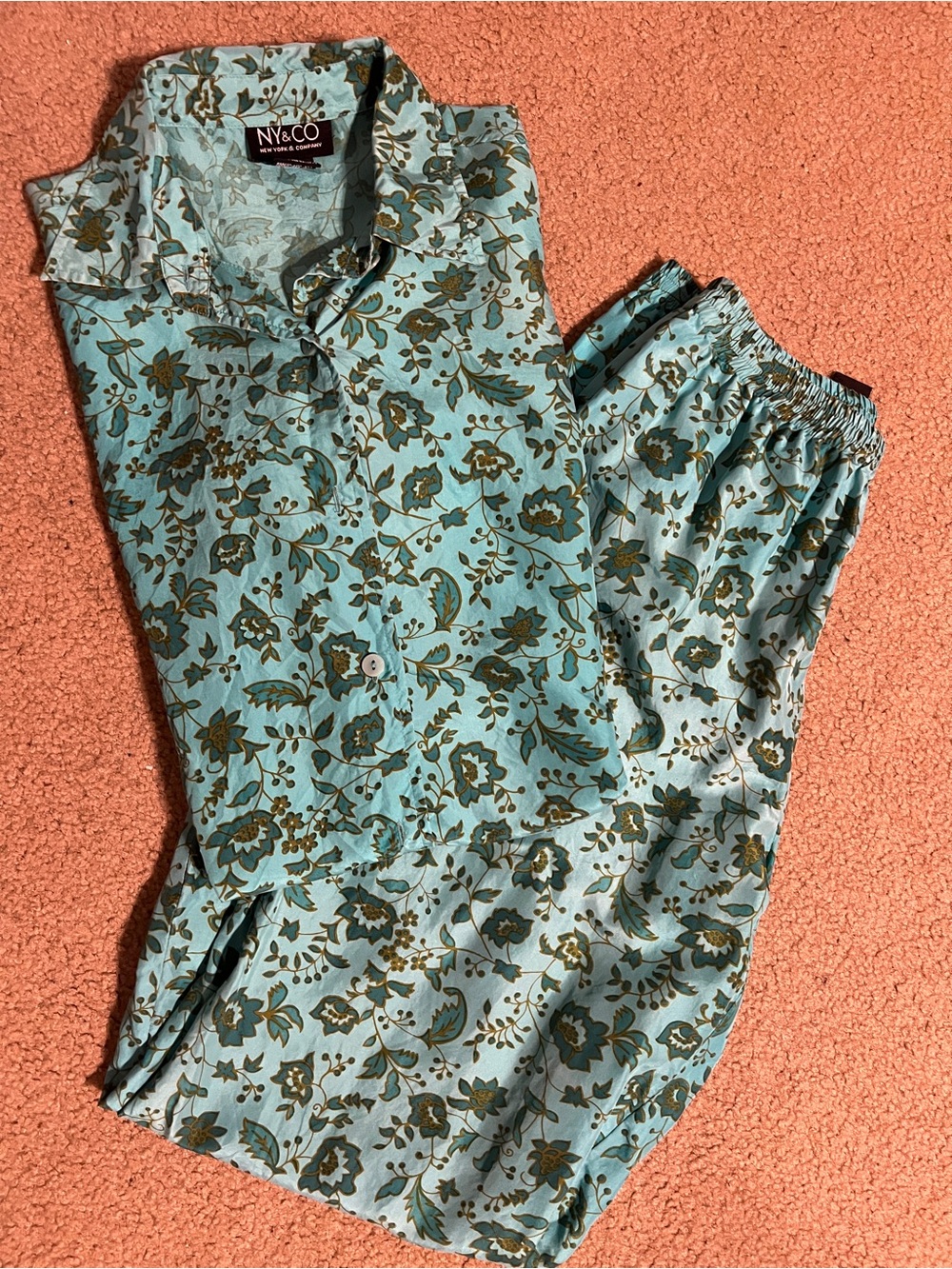 New York & Company Floral silk Pajama Set